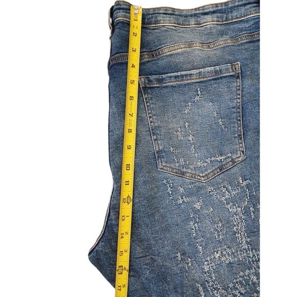 Nova Men's Blue Jeans Sz 42 Switch Up The Flow Stacked Slim Fade Detail Distress - Picture 11 of 16